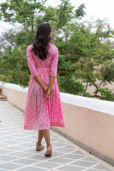 Blush Block Printed Anarkali Dress