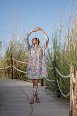 Coral Shirring Sundress