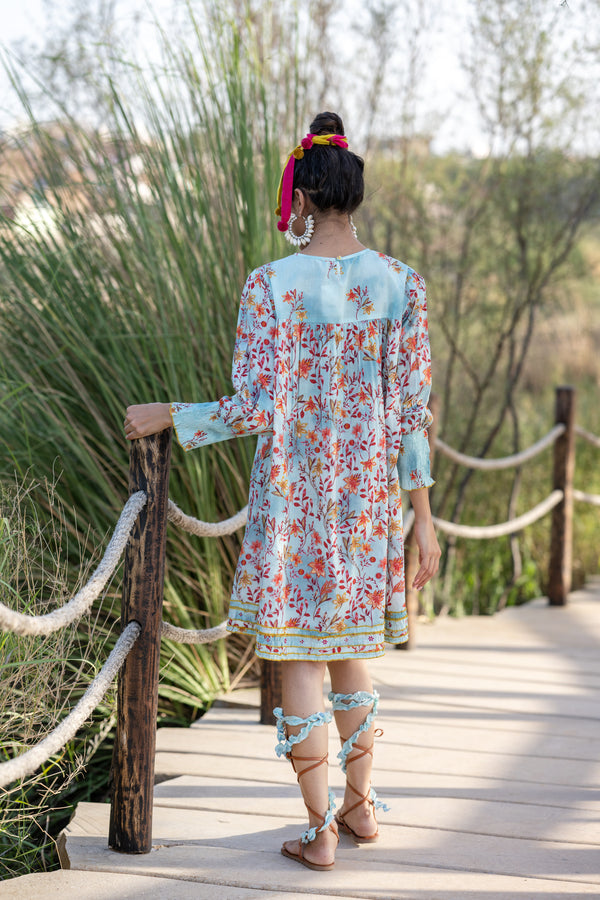 Coral Shirring Sundress