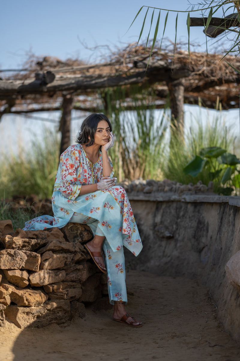 Coral Flare Kurta Set