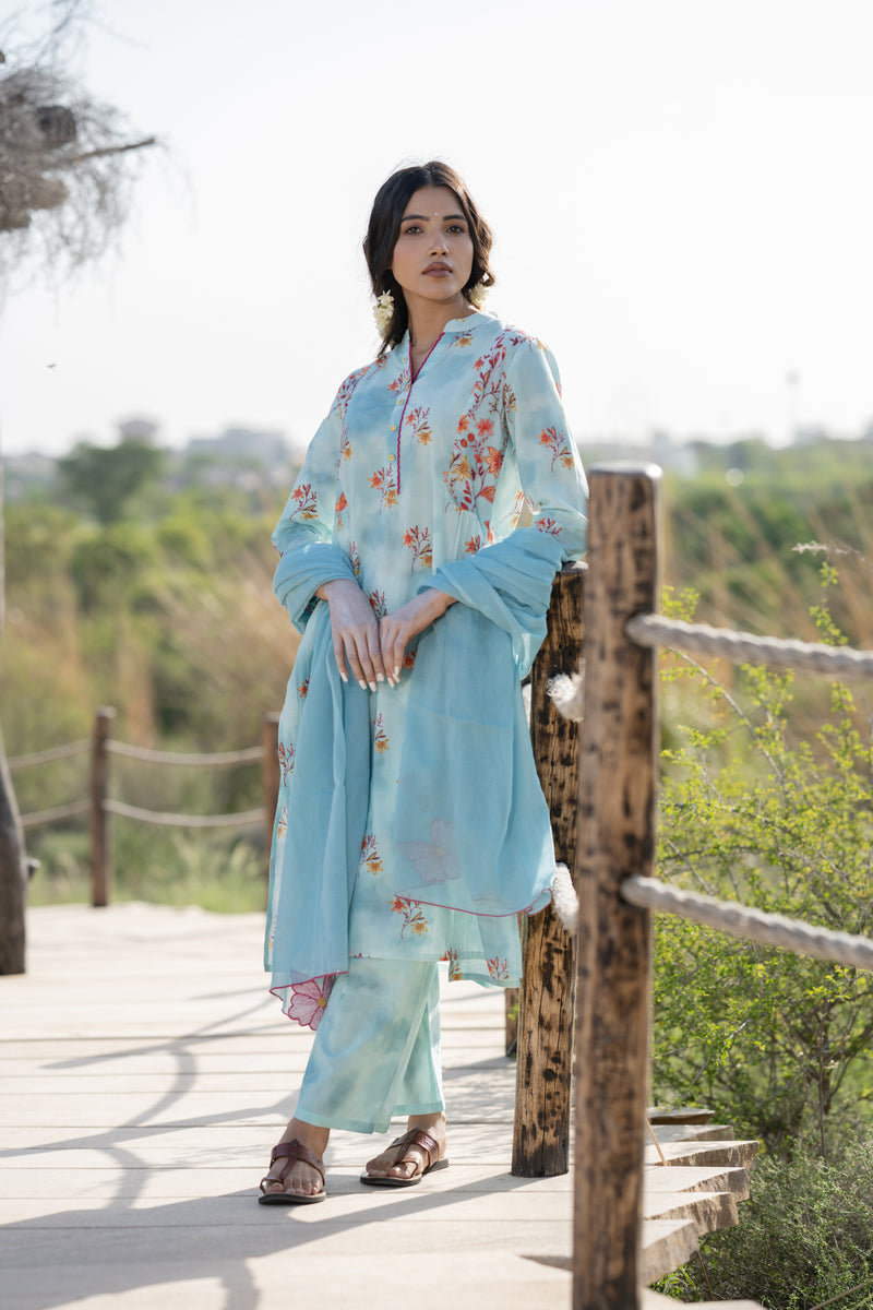 Coastal Scalloped Kurta Pant Set