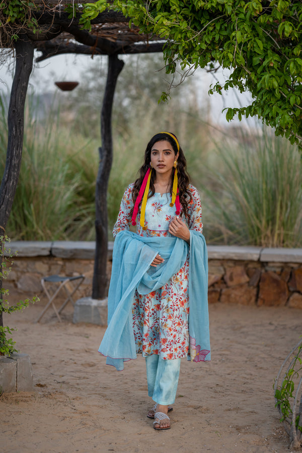 Coral Kurta Pant Set
