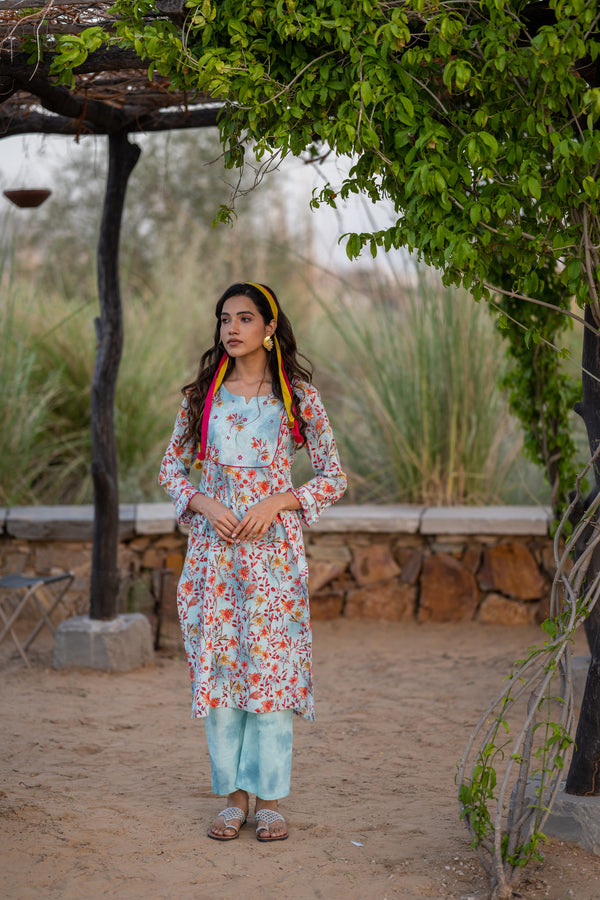 Coral Kurta Pant Set