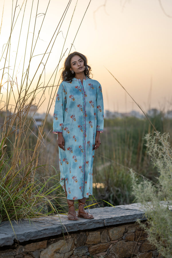 Coastal Embroidered Midi Dress