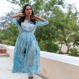 Breezy Block Printed Anarkali Dress