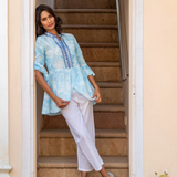 Breezy Block Printed Pleated Shirt Set