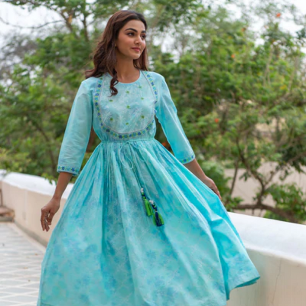 Sea Anarkali Dress