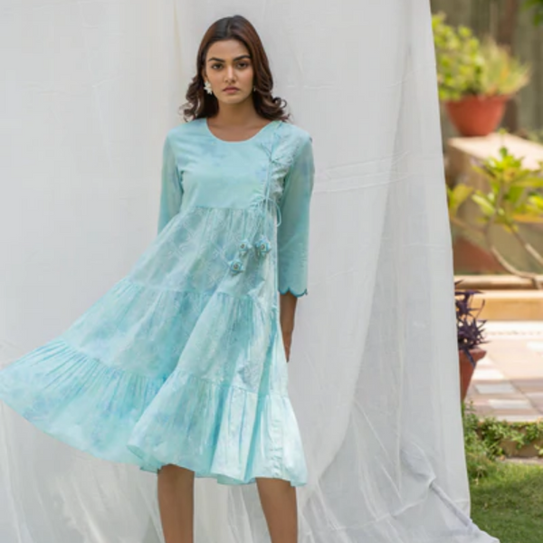 Sea Block Printed Flare Dress