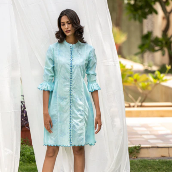 Sea Block Printed Shirt Dress