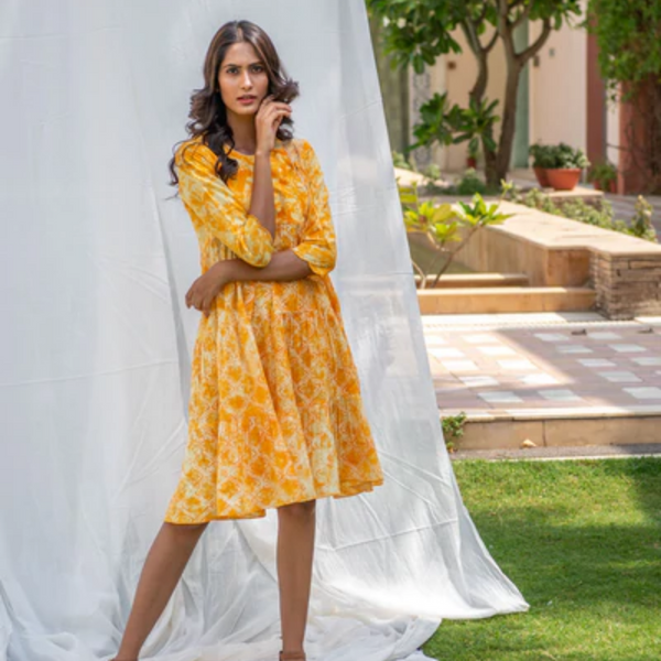 Sunshine Block Printed Flare Dress