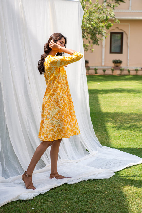 Sunshine Block Printed Flare Dress