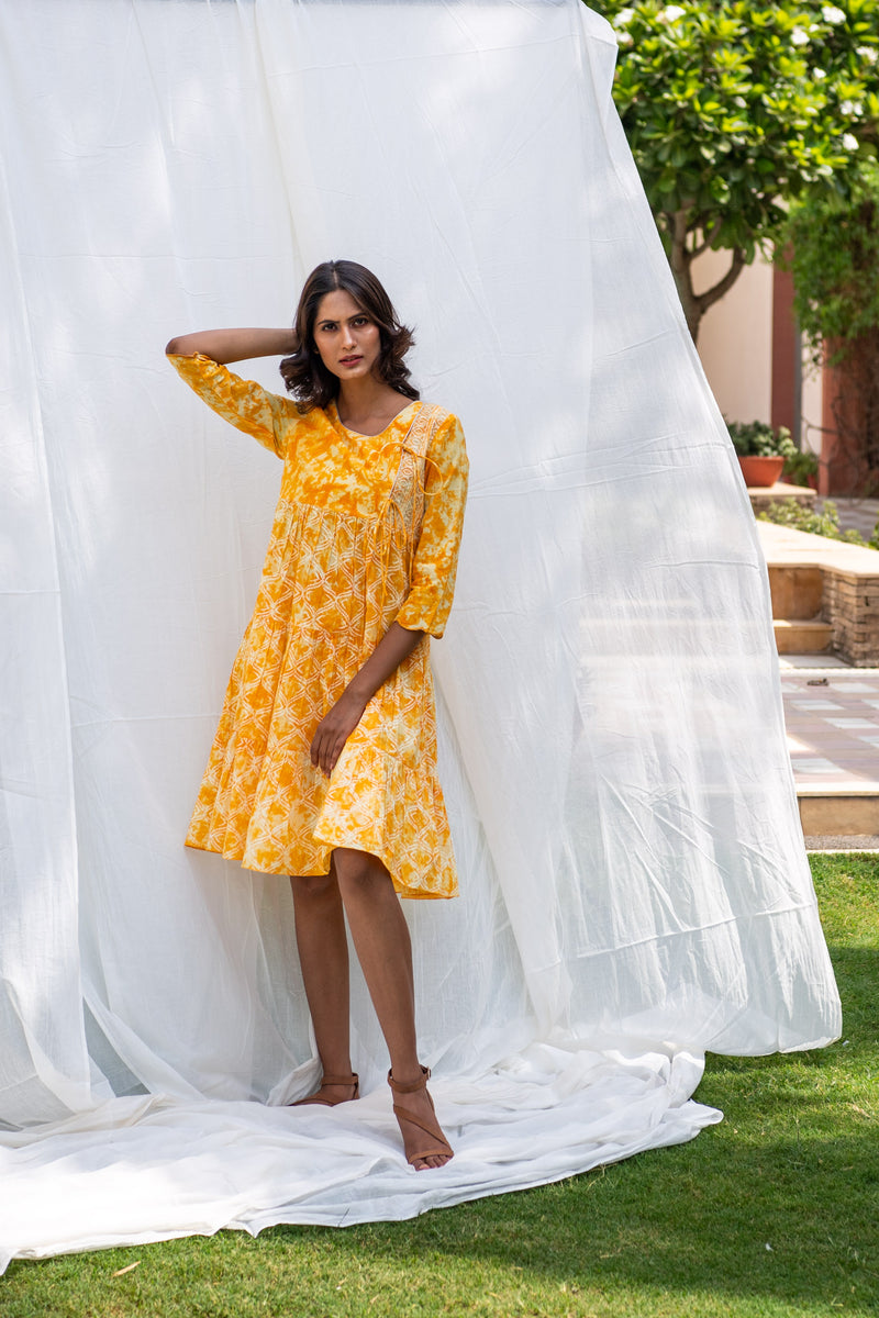 Sunshine Block Printed Flare Dress