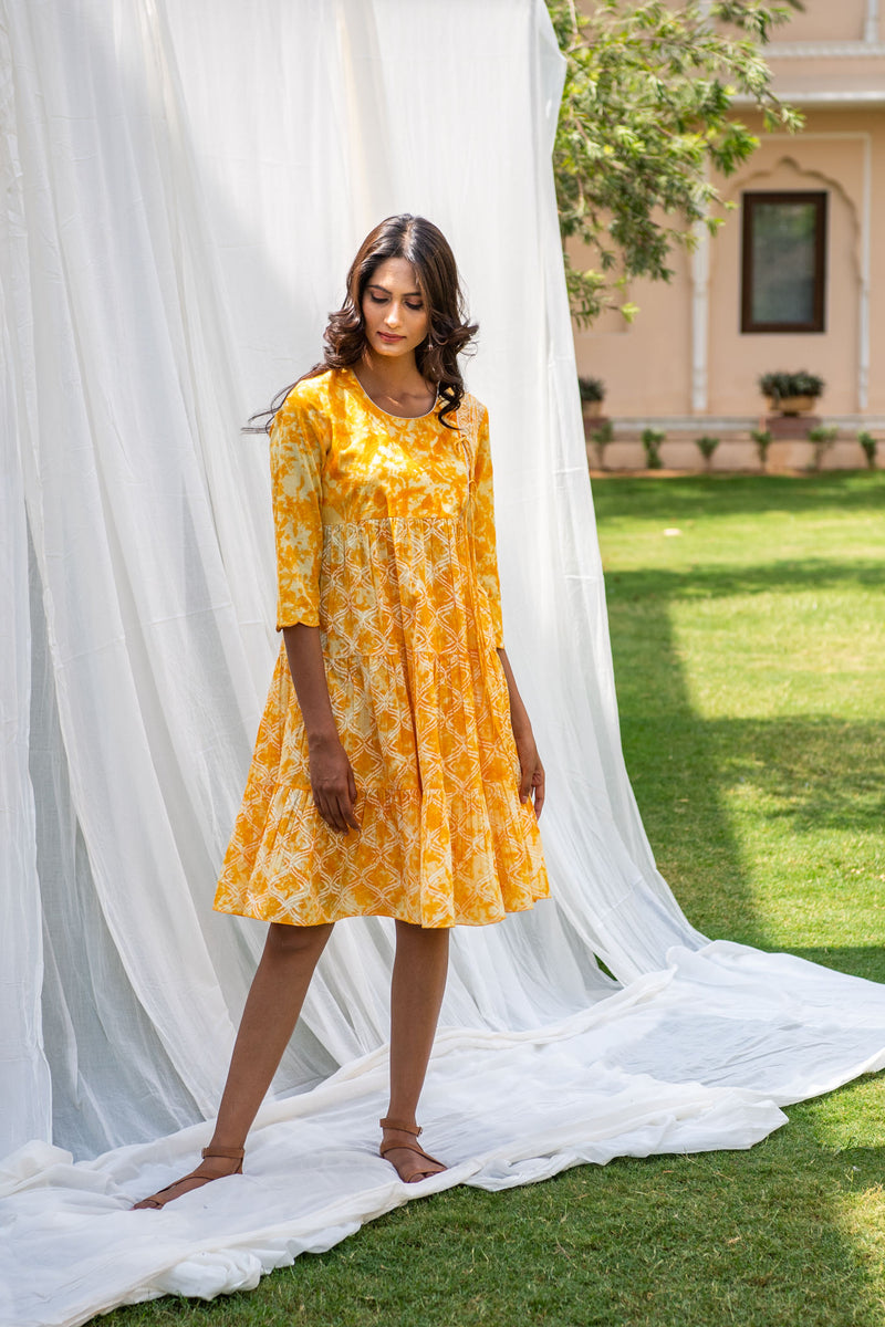 Sunshine Block Printed Flare Dress