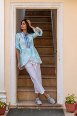 Breezy Block Printed Pleated Shirt Set