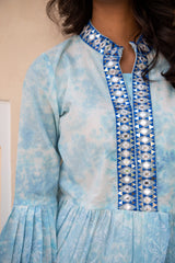 Breezy Block Printed Pleated Shirt Set
