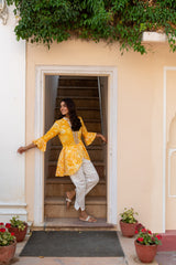 Sunshine Block Printed Pleated Shirt Set