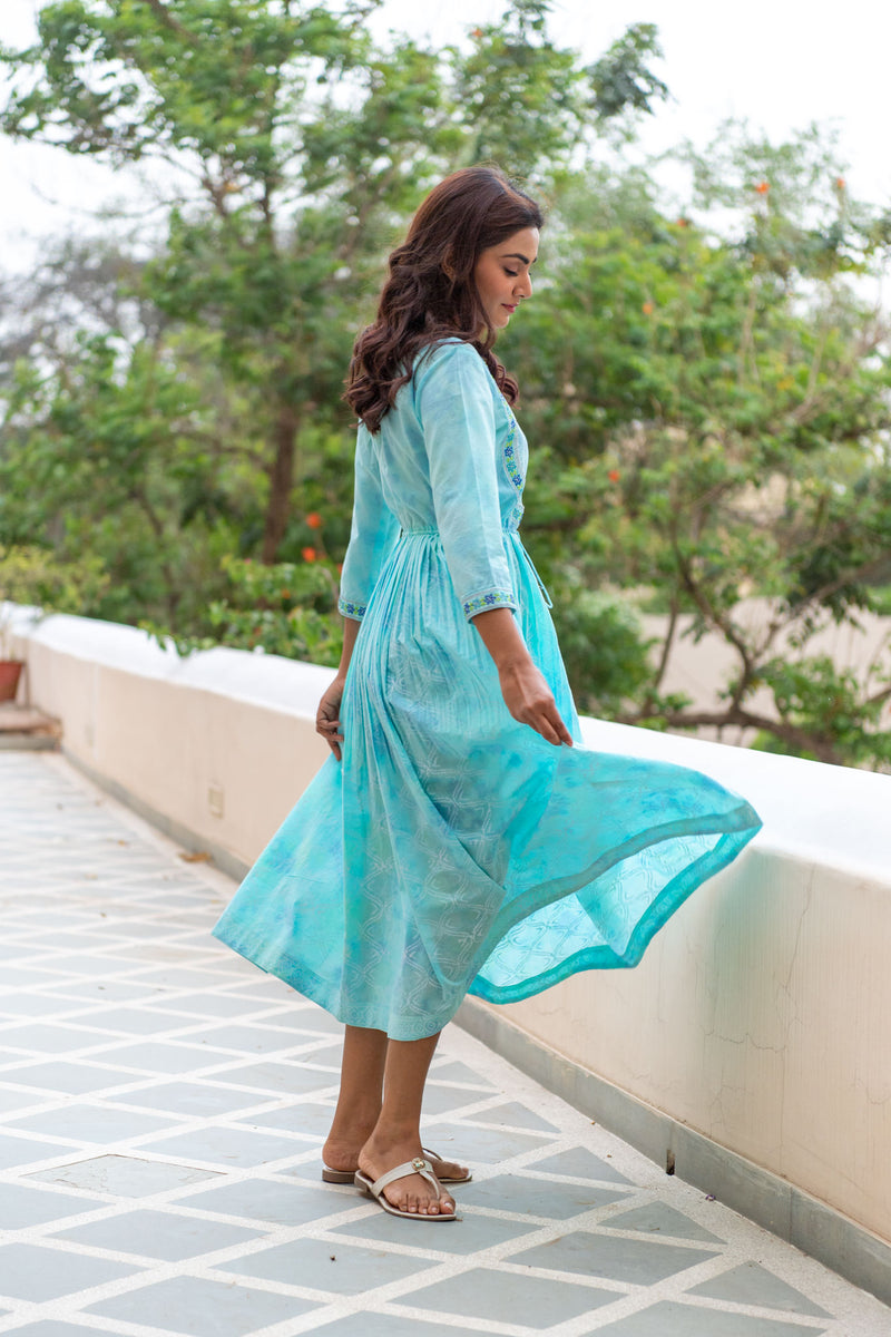 Sea Anarkali Dress