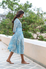 Breezy Block Printed Anarkali Dress