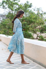 Breezy Block Printed Anarkali Dress