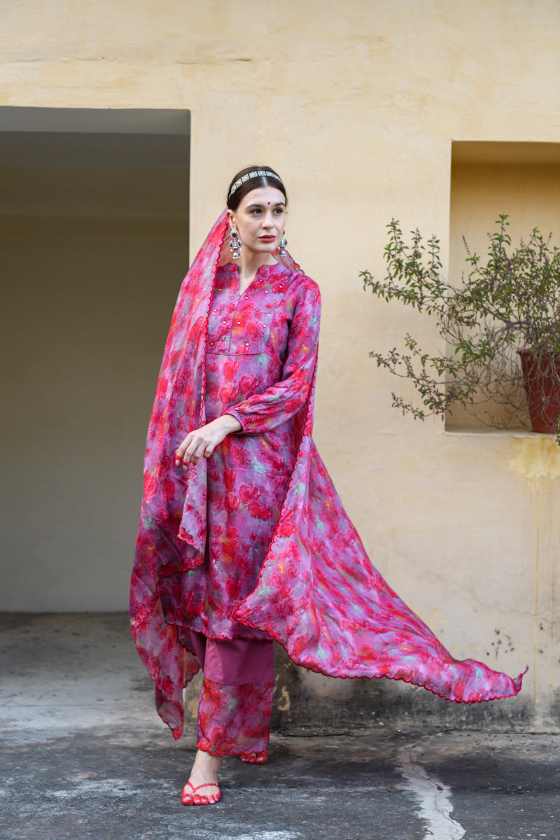 Laali Mirror Kurta Set with Dupatta