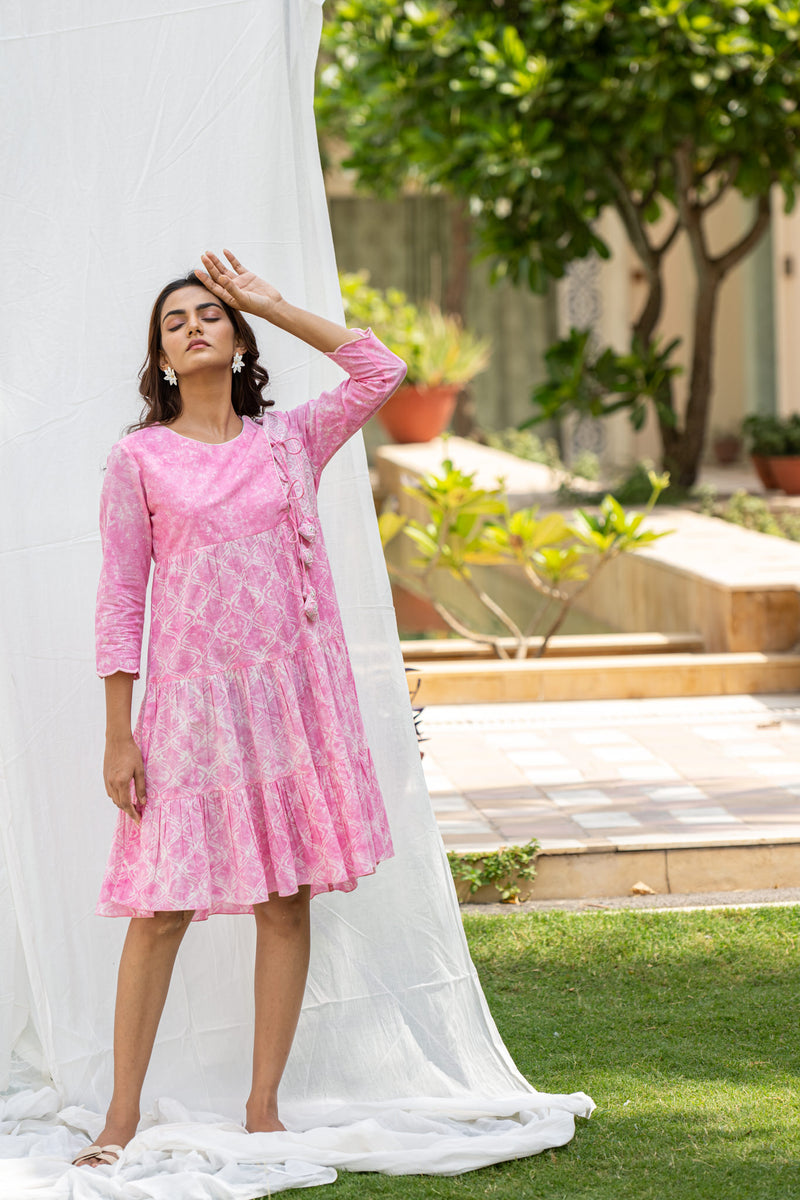 Blush Block Printed Flare Dress