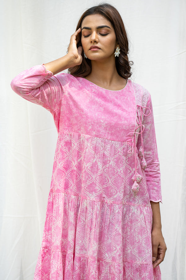 Blush Block Printed Flare Dress
