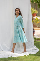 Sea Block Printed Flare Dress