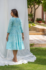 Sea Block Printed Flare Dress