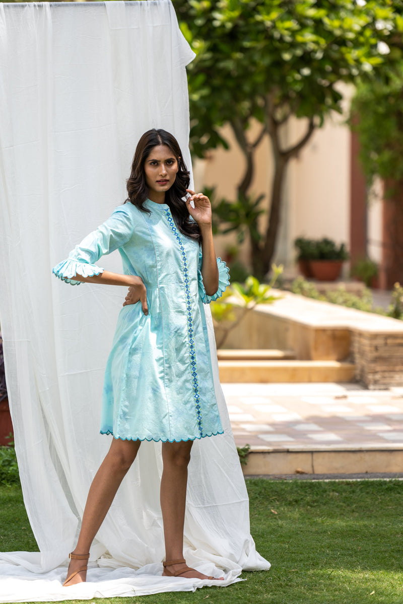 Sea Block Printed Shirt Dress